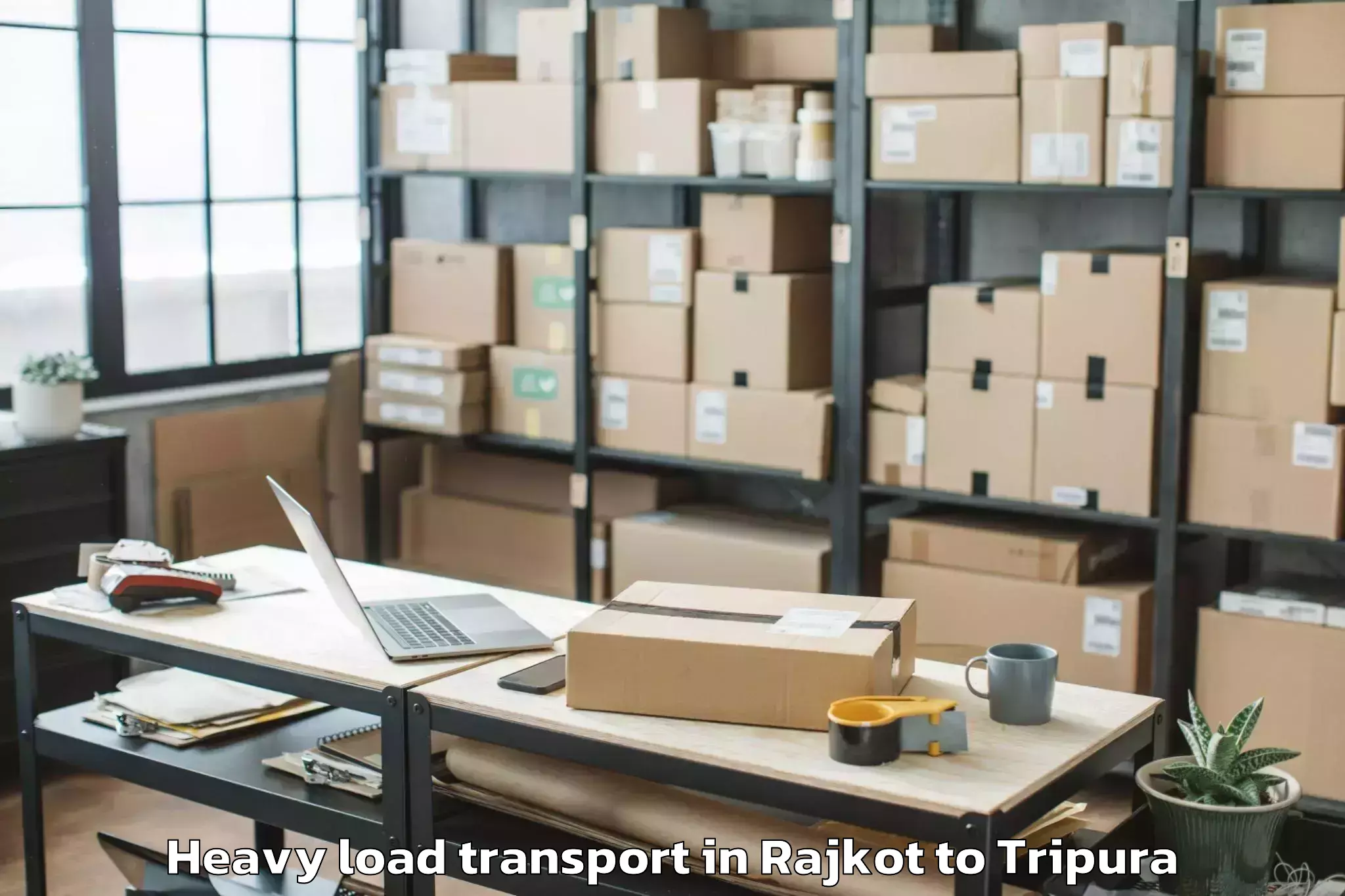 Easy Rajkot to Amarpur Gomati Heavy Load Transport Booking